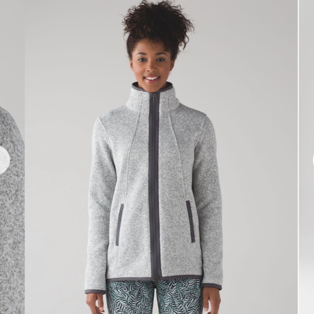 Lululemon Athletica It’s Fleeceing Cold Jacket in Heathered White / Dark Carbon